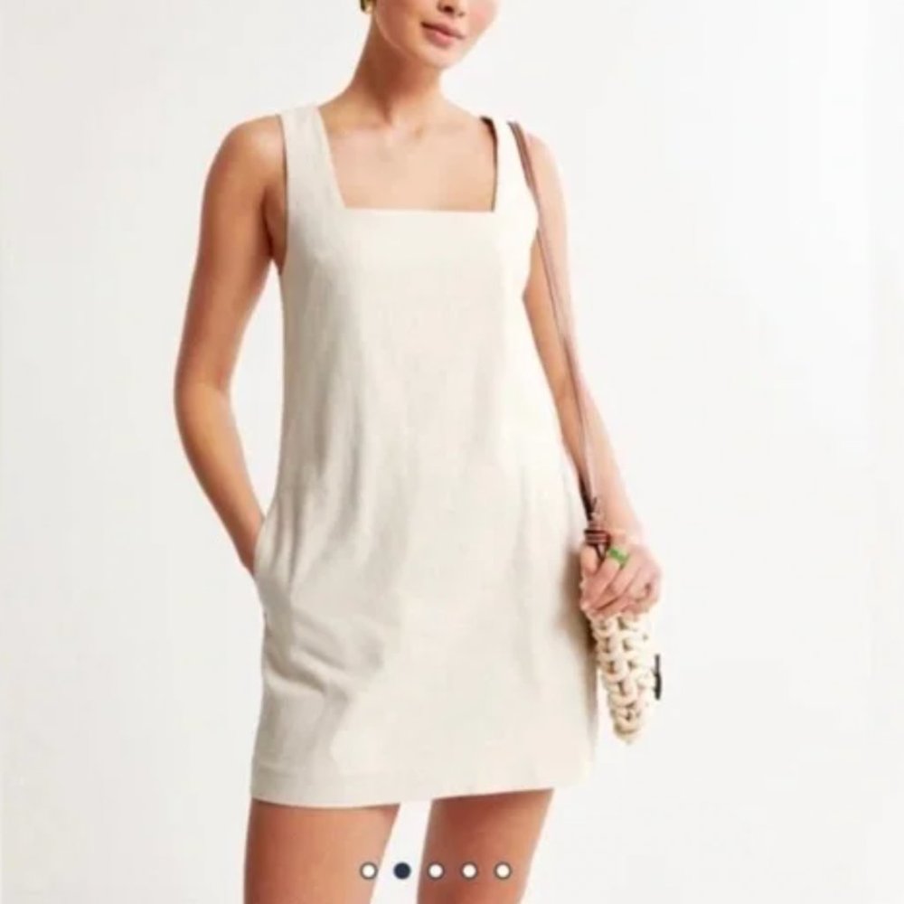 NWT Abercrombie & Fitch Linen-Blend Wide Strap Mini Dress